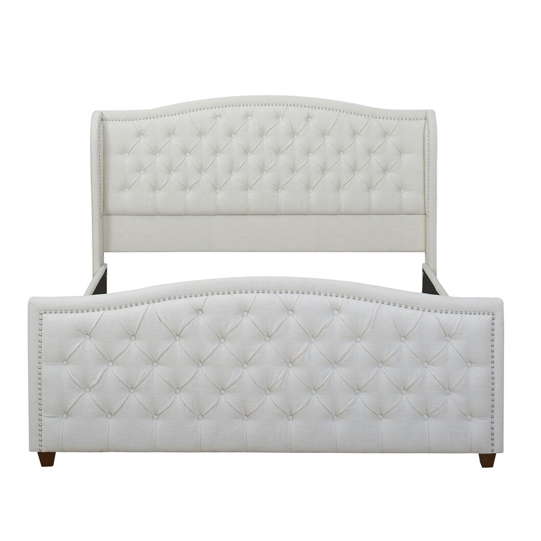 Gracewood Hollow Follett Tufted Wingback Upholstered Bed