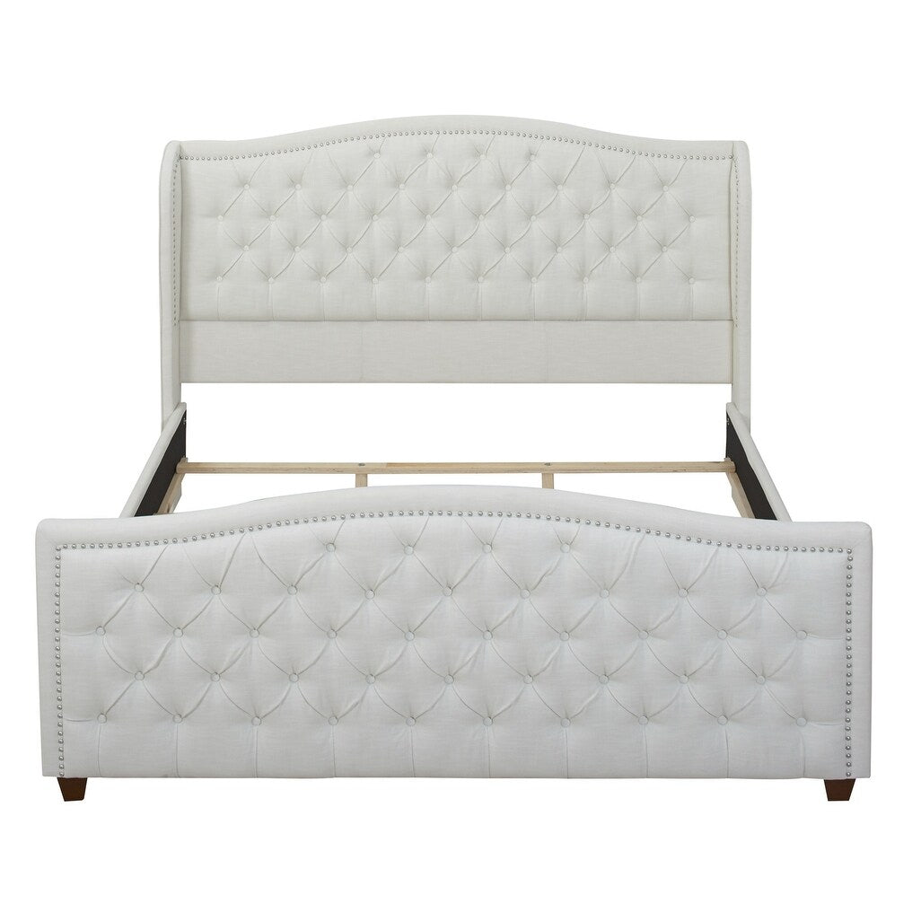 Gracewood Hollow Follett Tufted Wingback Upholstered Bed
