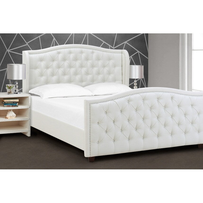 Gracewood Hollow Follett Tufted Wingback Upholstered Bed