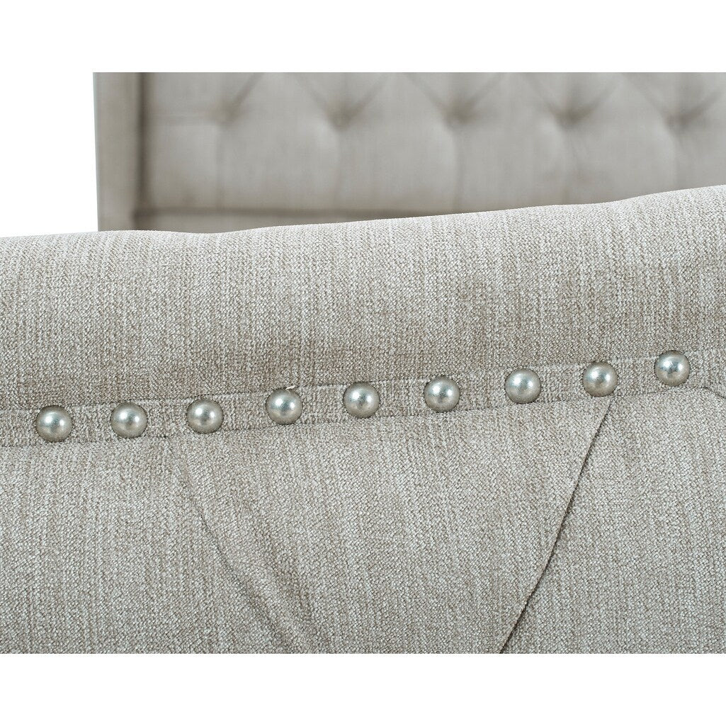 Gracewood Hollow Follett Tufted Wingback Upholstered Bed
