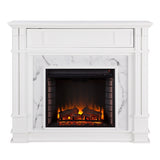 SEI Furniture Occom Electric Fireplace with Faux Marble Mantel with Media Storage