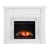 SEI Furniture Occom Electric Fireplace with Faux Marble Mantel with Media Storage