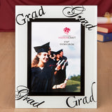 Graduation White/Black Glass 5 x 7 Picture Frame