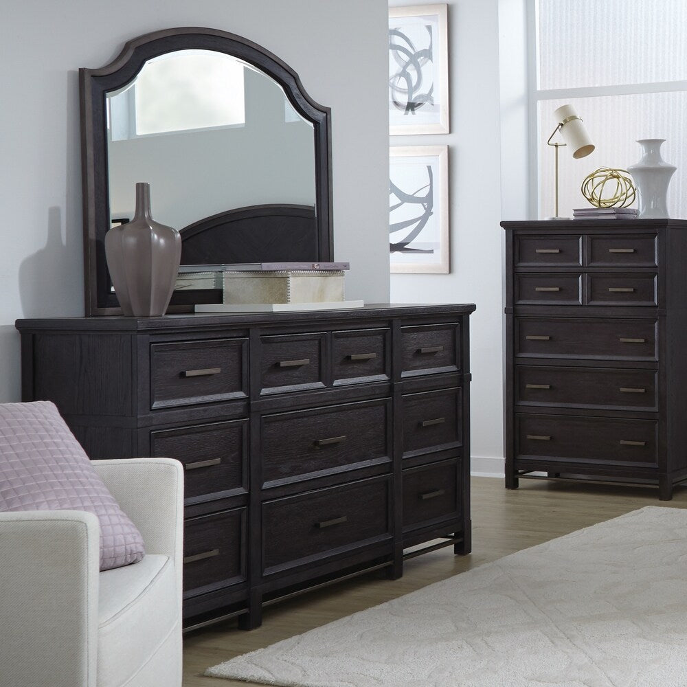 Grafton Avenue Transitional 9 Drawer Dresser in Midnight Mink