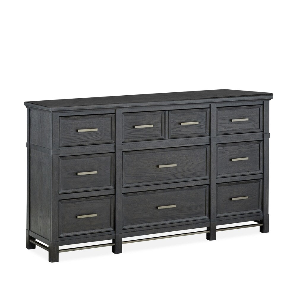 Grafton Avenue Transitional 9 Drawer Dresser in Midnight Mink
