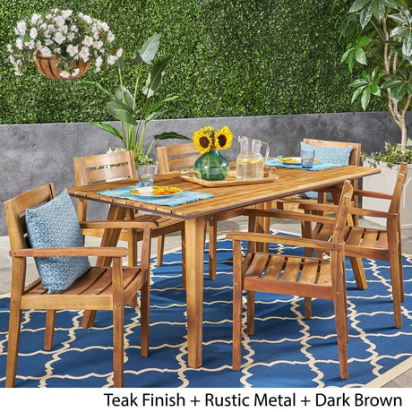 Graham Outdoor 7 Piece Acacia Wood Dining Set by Christopher Knight Home