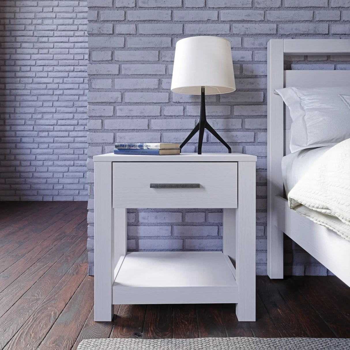Grain Wood Furniture Loft Solid Wood 1-drawer Nightstand