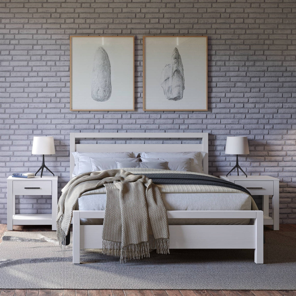 Grain Wood Furniture Solid Wood Loft Platform Bed