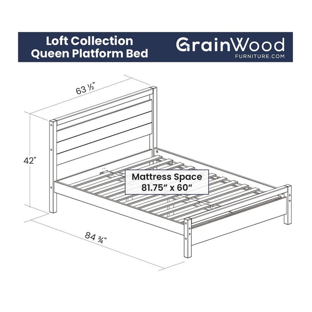 Grain Wood Furniture Solid Wood Loft Platform Bed
