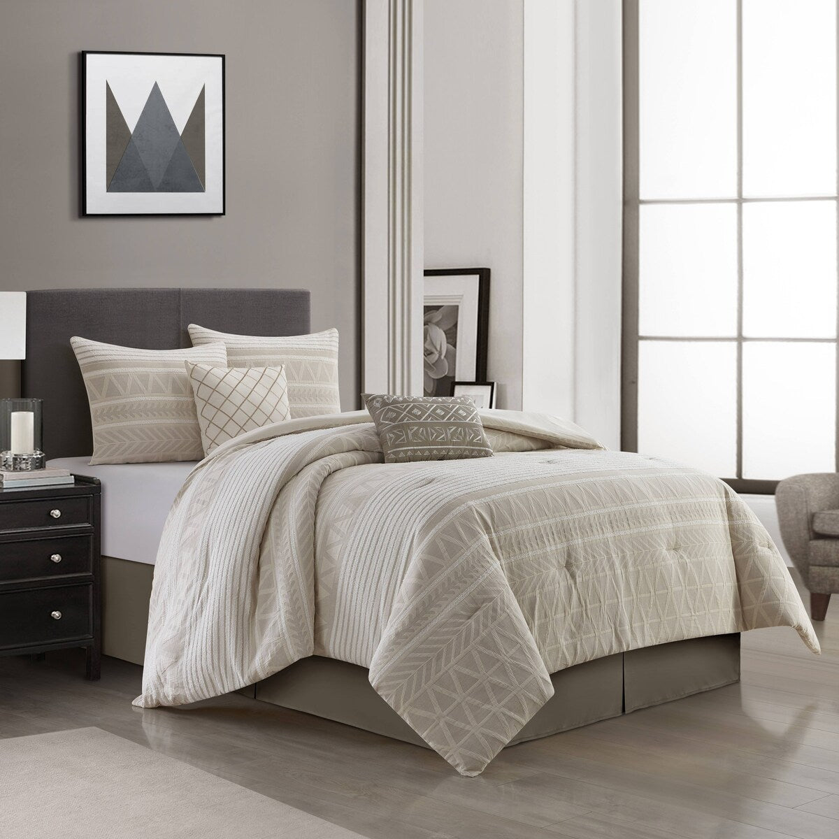 Nanshing Athena 6 Piece Contemporary Geometric Comforter Set