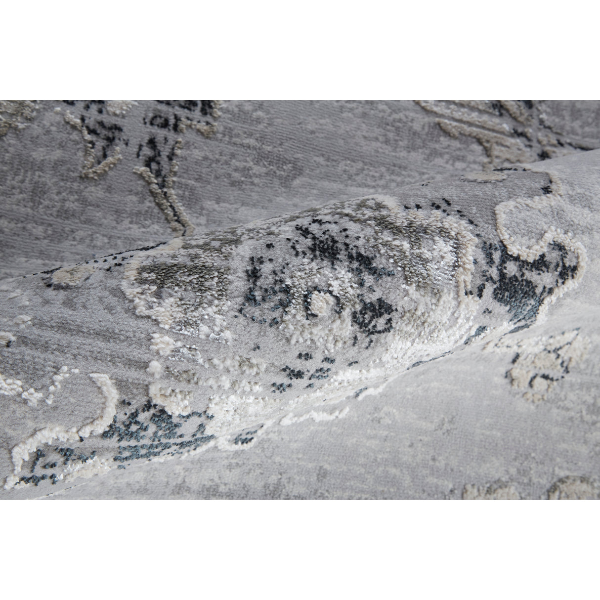 Adana Transitional Metallic Rug, Silver Gray/Ivory, Area Rug