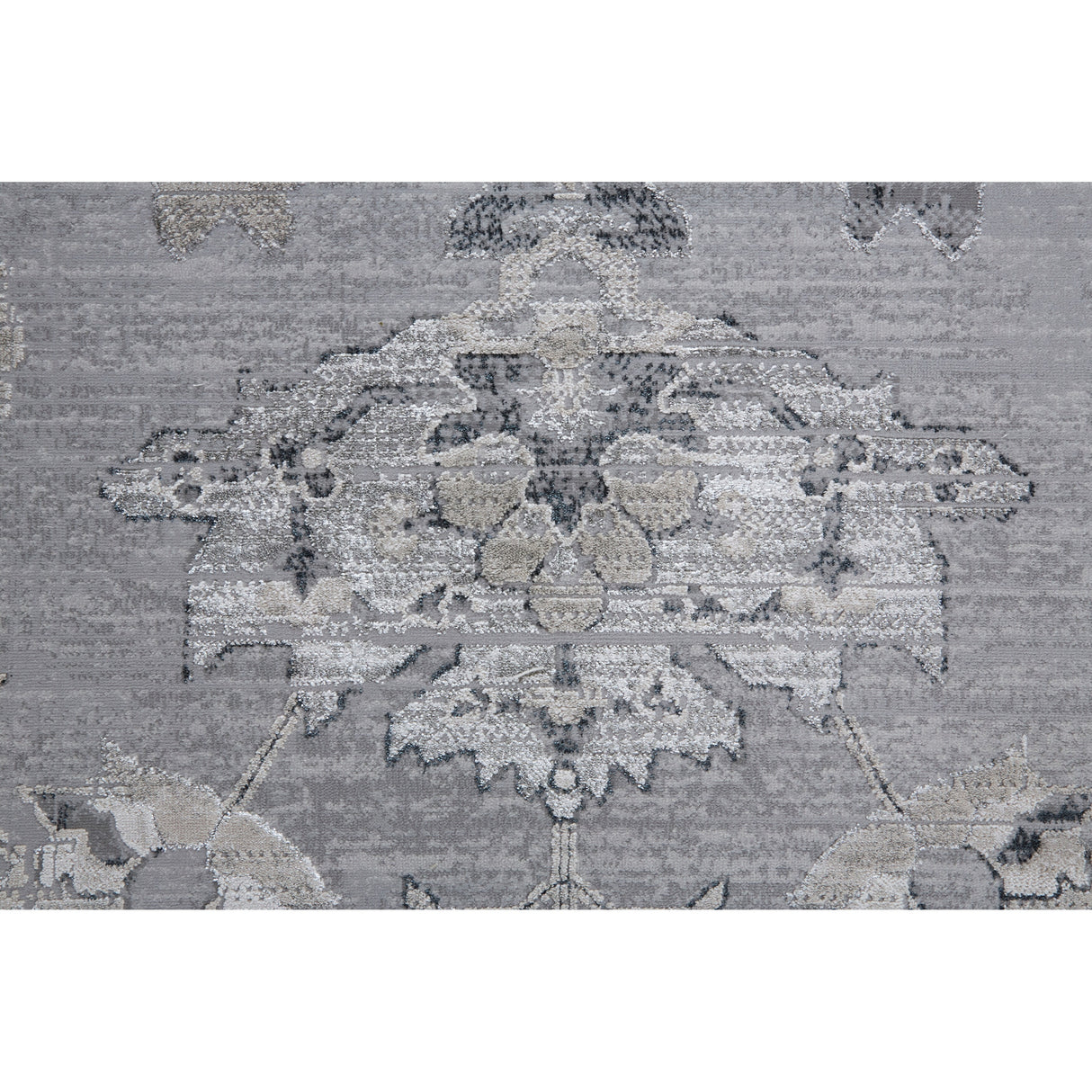 Adana Transitional Metallic Rug, Silver Gray/Ivory, Area Rug