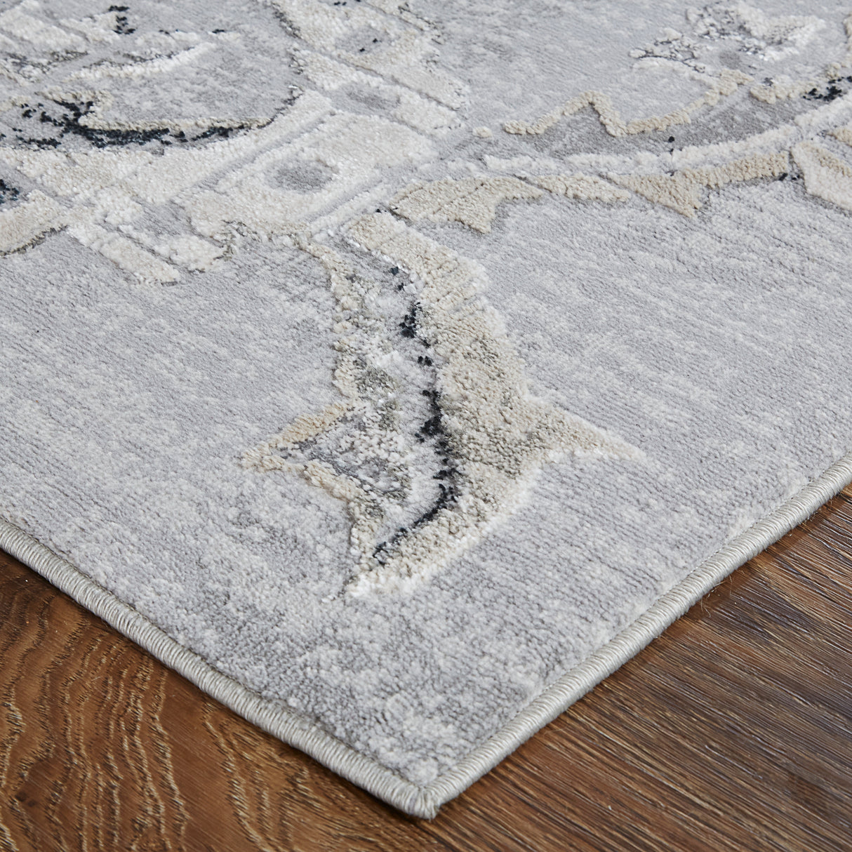 Adana Transitional Metallic Rug, Silver Gray/Ivory, Area Rug