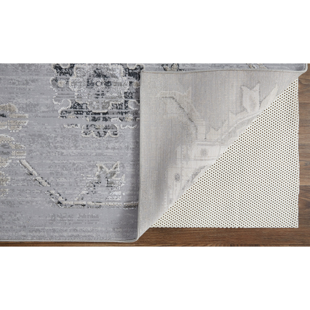 Adana Transitional Metallic Rug, Silver Gray/Ivory, Area Rug