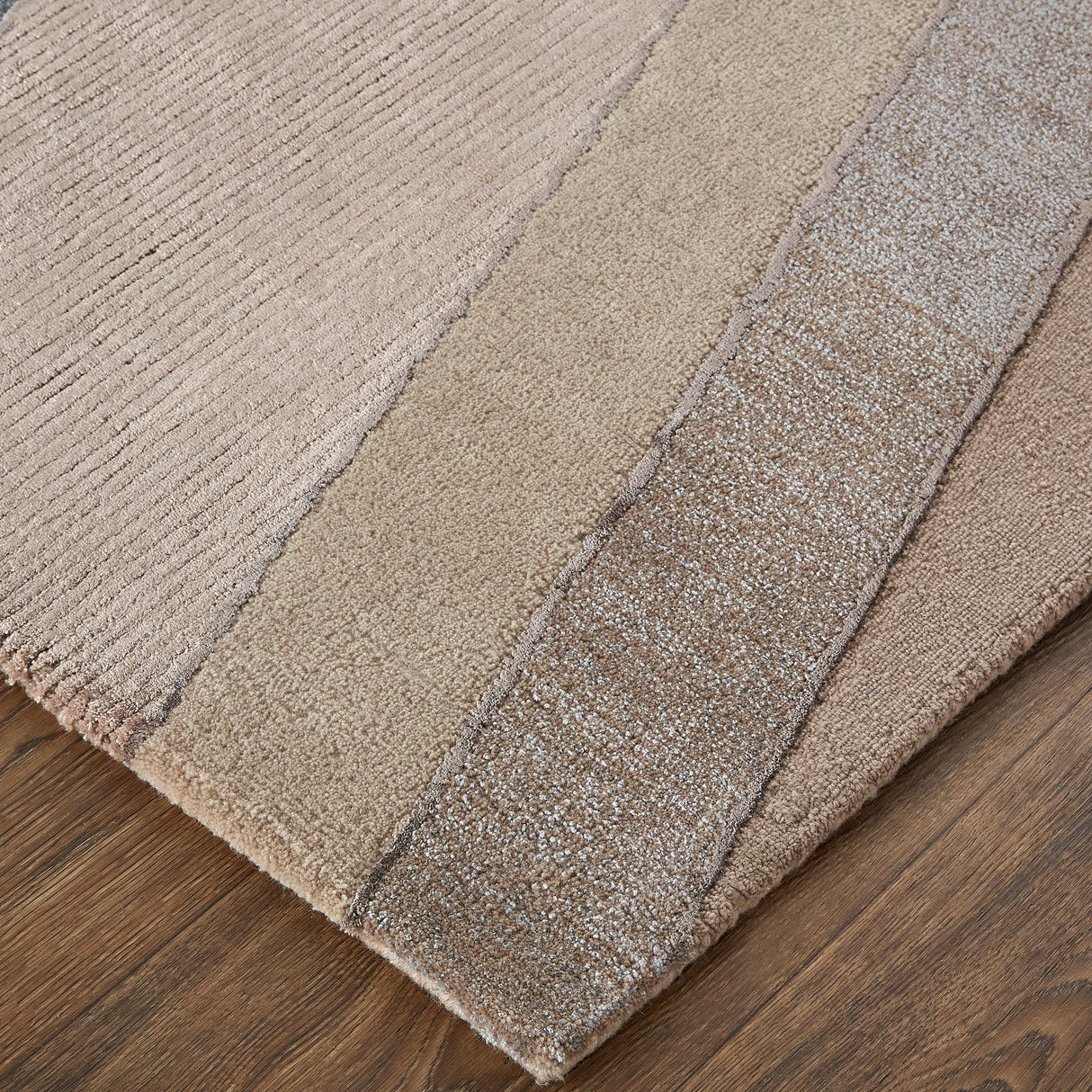 Cutlor Tufted Graphic Wool Rug, Tan/Gray/Cool Blue, Area Rug