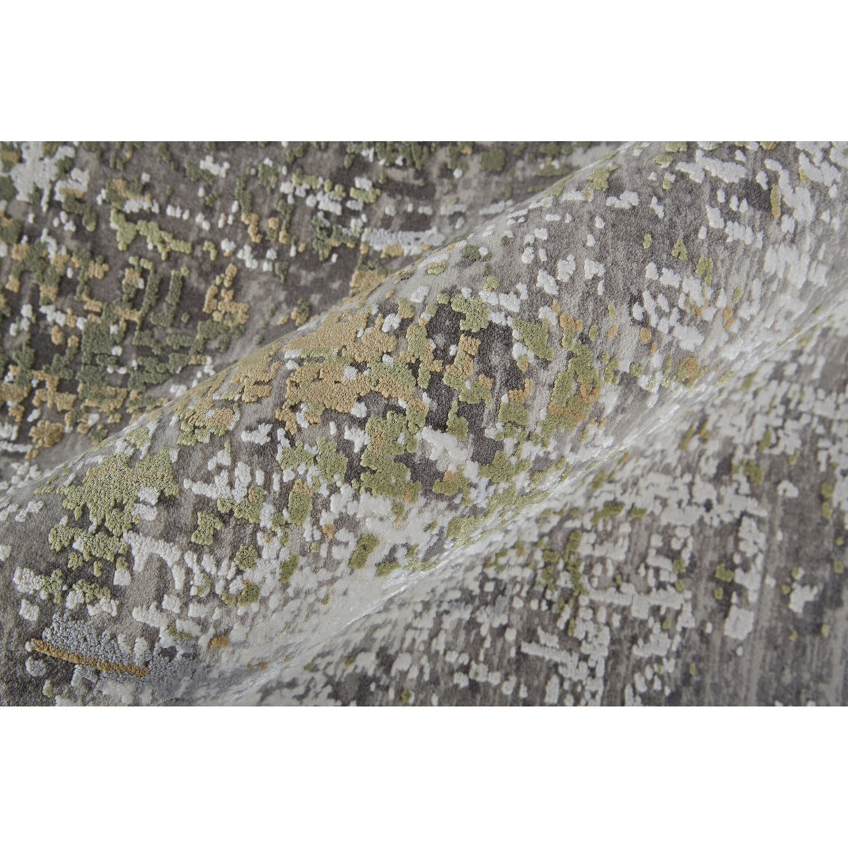Lindstra Gradient Abstract Area Rug, Olive Gray/Jade Green