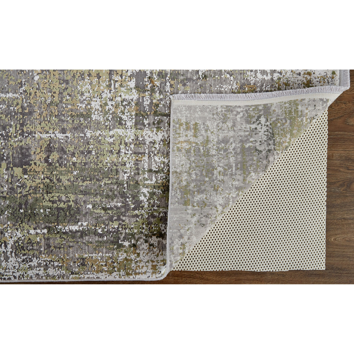 Lindstra Gradient Abstract Area Rug, Olive Gray/Jade Green