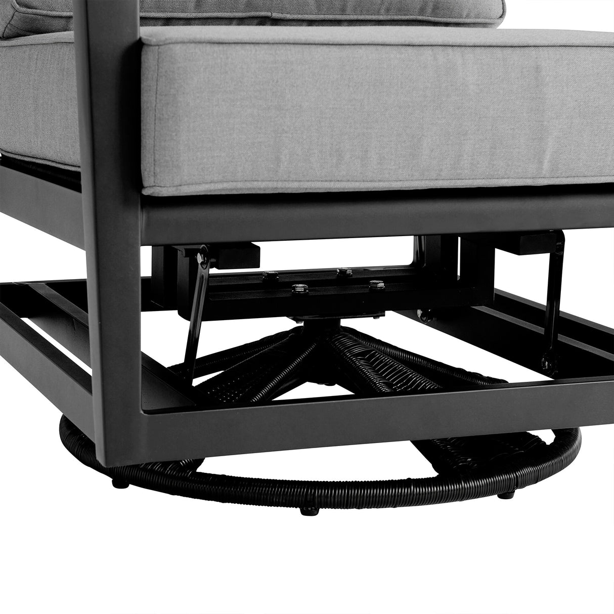 Grand Black Aluminum and Wicker Outdoor Patio Swivel Glider Chair