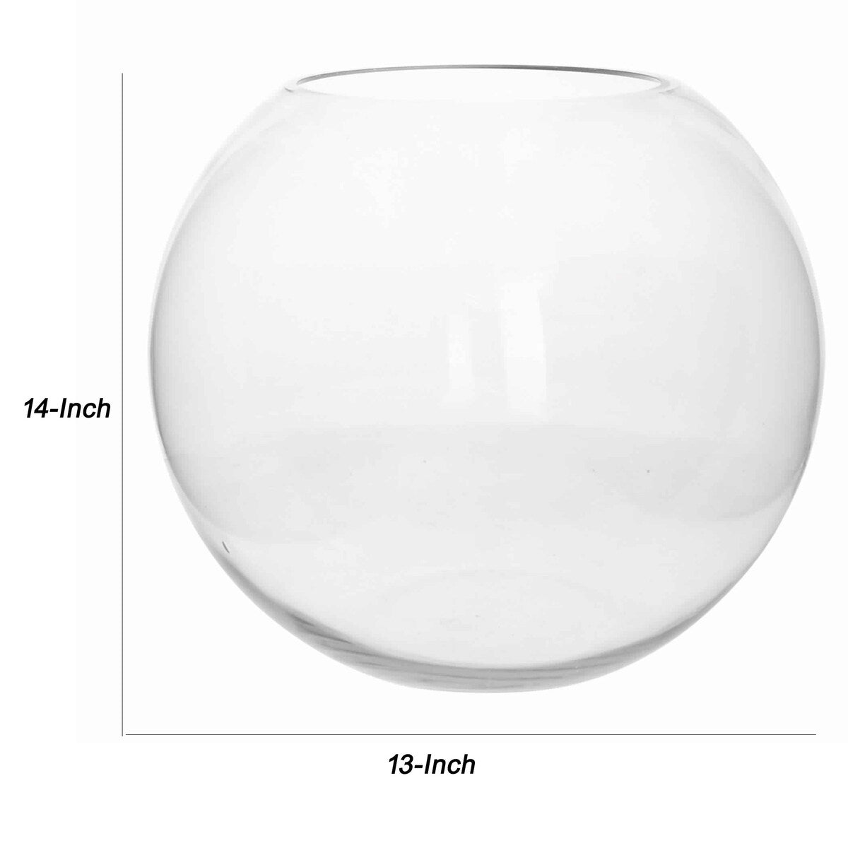 Grand Sphere Shaped Glass Bowl with Thick Wall Construction, Transparent