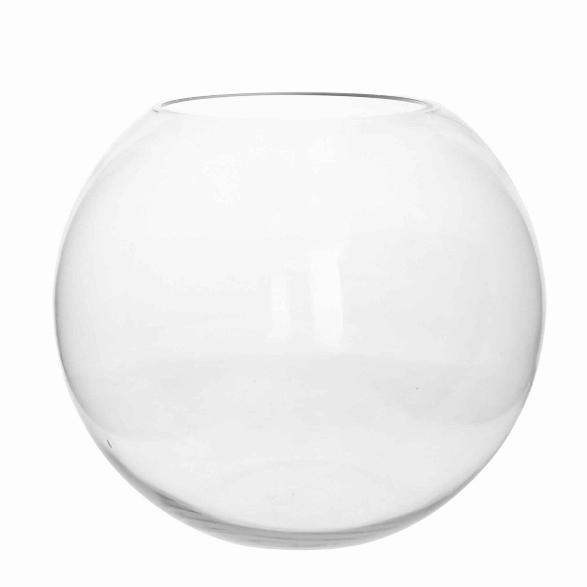 Grand Sphere Shaped Glass Bowl with Thick Wall Construction, Transparent