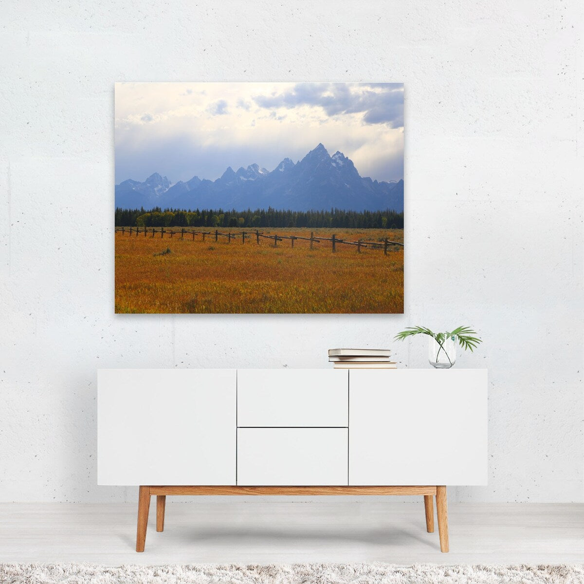 Grand Teton Wyoming Digital Grassland Landscape Snow Art Print/Poster