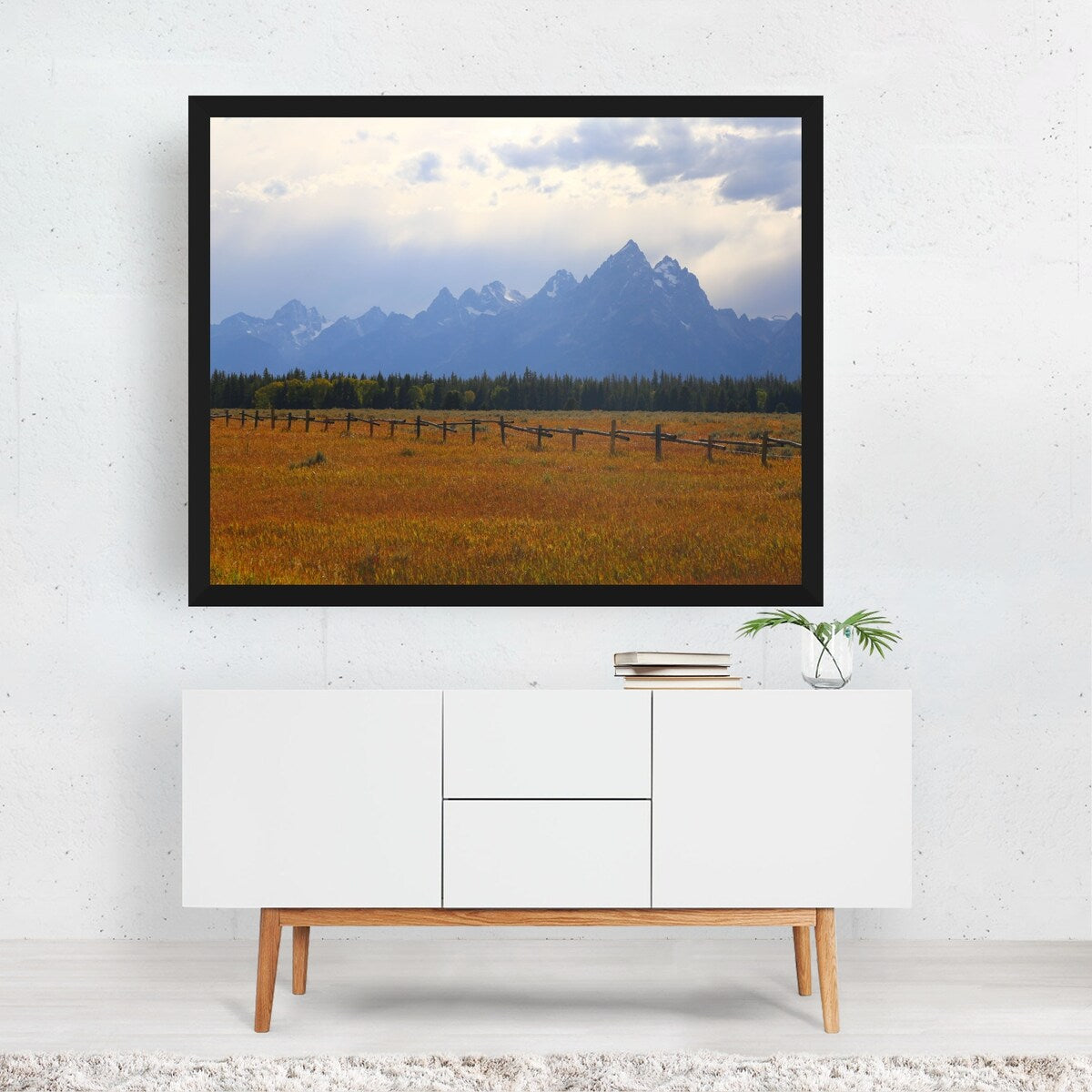 Grand Teton Wyoming Digital Grassland Landscape Snow Art Print/Poster