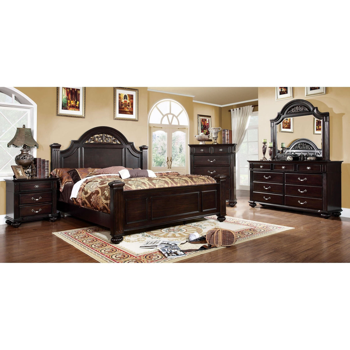 Furniture of America Vame Traditional Solid Wood Four Poster Bed