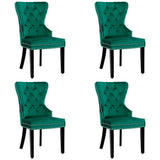 Grandview Tufted Wingback Dining Chair (Set of 4) with Nailhead and Ring Pulls