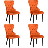 Grandview Tufted Wingback Dining Chair (Set of 4) with Nailhead and Ring Pulls