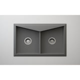 Lavello Granite Composite 30.5" Drop in Double Bowl Kitchen Sink Sorel 1 Hole, Grey