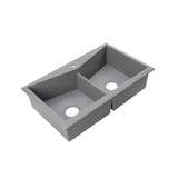 Lavello Granite Composite 30.5" Drop in Double Bowl Kitchen Sink Sorel 1 Hole, Grey