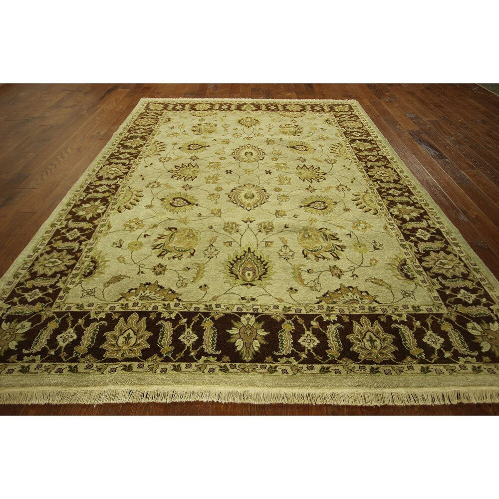 T579 Grey Double Knotted Chobi Oushak Handmade Wool Oriental Area Rug - 8' x 10'