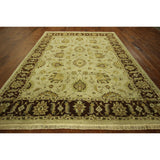 T579 Grey Double Knotted Chobi Oushak Handmade Wool Oriental Area Rug - 8' x 10'