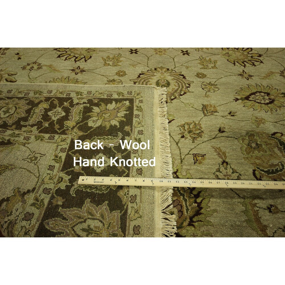 T579 Grey Double Knotted Chobi Oushak Handmade Wool Oriental Area Rug - 8' x 10'