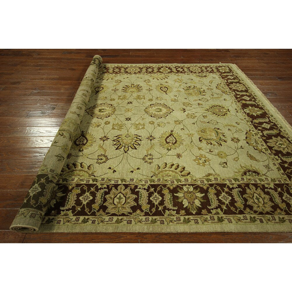 T579 Grey Double Knotted Chobi Oushak Handmade Wool Oriental Area Rug - 8' x 10'