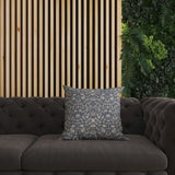 Gray And Blue Wildflower Lagoon Indoor/Outdoor Throw Pillow Zipper