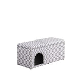 Gray Brown Lattice Storage Bench with Pet Bed