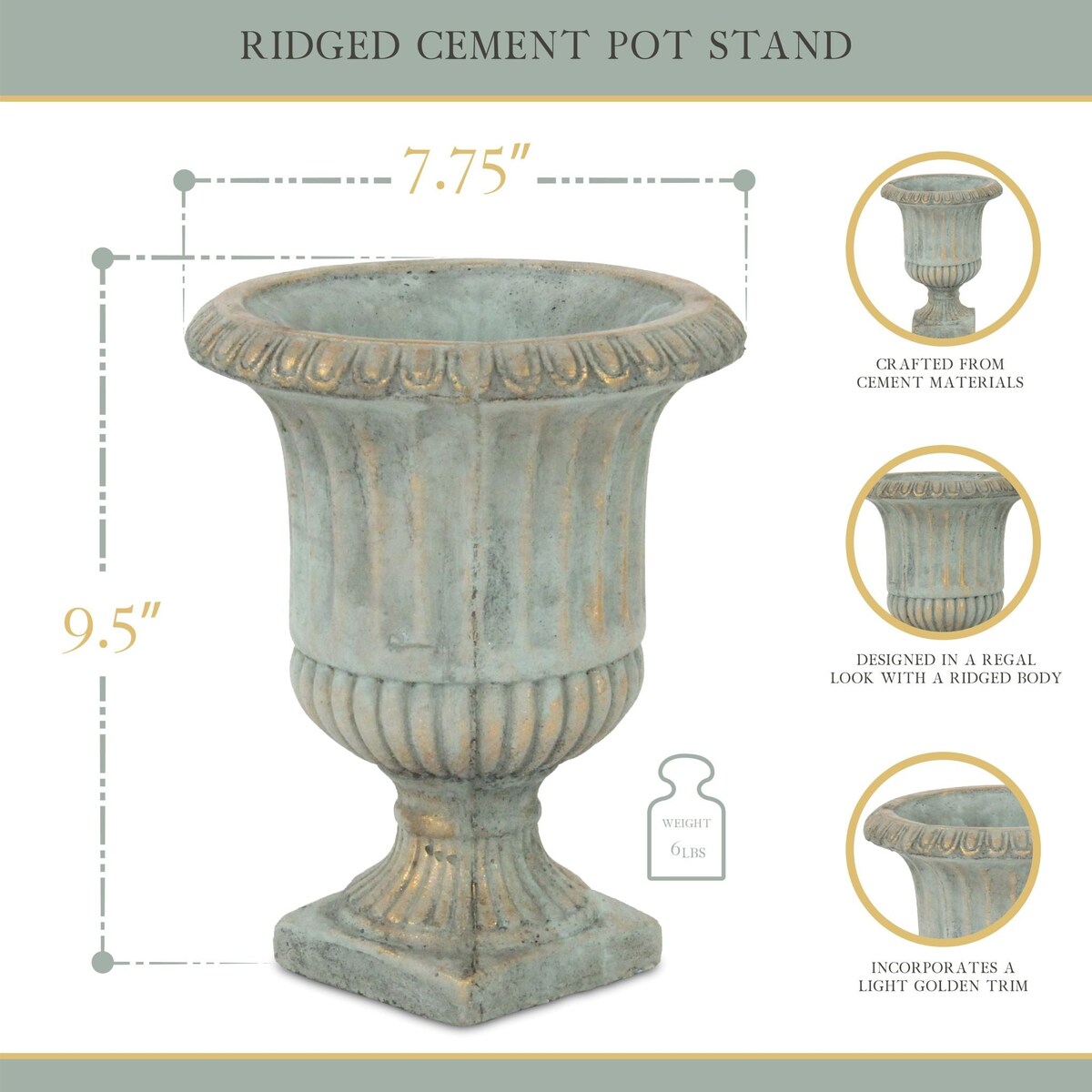 Gray Cement Pot Stand with Square Base