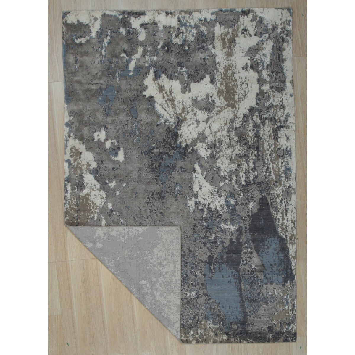 Gray Contemporary Abstract Hand Crafted Area Rug - 5'3 x 7'6