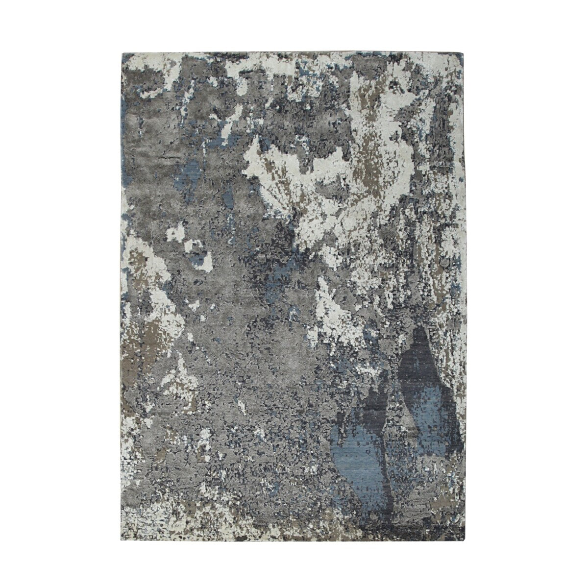 Gray Contemporary Abstract Hand Crafted Area Rug - 5'3 x 7'6