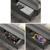 Gray Full Size Linen Upholstered Platform Bed with 4 Drawers