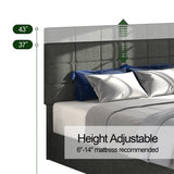 Gray Full Size Linen Upholstered Platform Bed with 4 Drawers