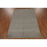 Gray Gabbeh Oriental Area Rug Living Room Hand-Knotted Wool Carpet - 4'10" x 6'7"
