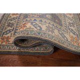 Gray Geometric Kazak Accent Rug Hand-Knotted Foyer Wool Carpet - 2'8" x 4'1"