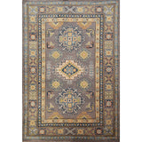 Gray Geometric Kazak Foyer Rug Hand-Knotted Wool Carpet - 2'8"x 4'1"
