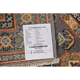 Gray Geometric Kazak Foyer Rug Handmade Wool Carpet - 2'8"x 4'0"