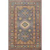 Gray Geometric Kazak Foyer Rug Handmade Wool Carpet - 2'8"x 4'0"
