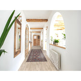 Gray Geometric Kazak Runner Rug Hand-Knotted Wool Carpet - 2'9" x 12'8"