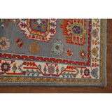 Gray Geometric Kazak Runner Rug Handmade Hallway Wool Carpet - 2'7" x 9'9"