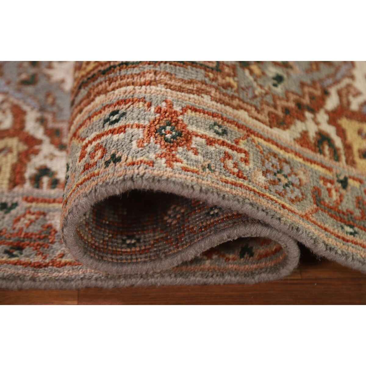 Gray Heriz Serapi Oriental Rug Hand-knotted Wool Carpet - 4'0"x 2'0"